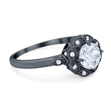 Art Deco Round Natural Stone Flower Ring