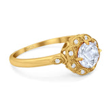 Art Deco Round Natural Stone Flower Ring