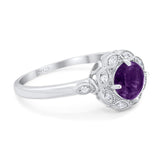 Art Deco Round Natural Stone Flower Ring