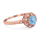 Art Deco Round Natural Stone Flower Ring