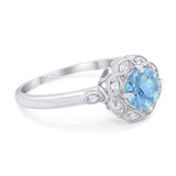 Art Deco Round Natural Stone Flower Ring