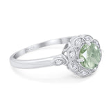 Art Deco Round Natural Stone Flower Ring