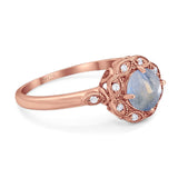 Art Deco Round Natural Stone Flower Ring