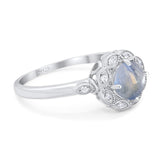 Art Deco Round Natural Stone Flower Ring