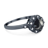 Art Deco Round Natural Stone Flower Ring