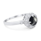 Art Deco Round Natural Stone Flower Ring