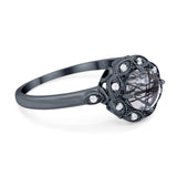 Art Deco Round Natural Stone Flower Ring