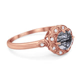 Art Deco Round Natural Stone Flower Ring