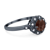 Art Deco Round Natural Stone Flower Ring