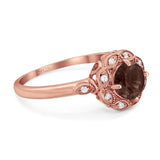 Art Deco Round Natural Stone Flower Ring