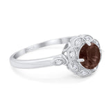 Art Deco Round Natural Stone Flower Ring