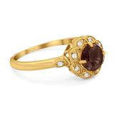 Art Deco Round Natural Stone Flower Ring