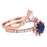 Two Piece Round Natural Stone Chevron Ring