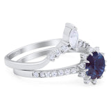 Two Piece Round Natural Stone Chevron Ring