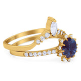 Two Piece Round Natural Stone Chevron Ring