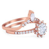 Two Piece Round Natural Stone Chevron Ring