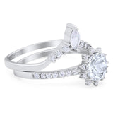 Two Piece Round Natural Stone Chevron Ring