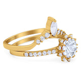 Two Piece Round Natural Stone Chevron Ring