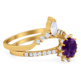 Two Piece Round Natural Stone Chevron Ring