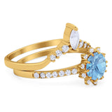 Two Piece Round Natural Stone Chevron Ring