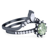 Two Piece Round Natural Stone Chevron Ring