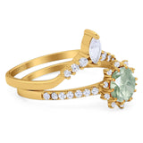 Two Piece Round Natural Stone Chevron Ring
