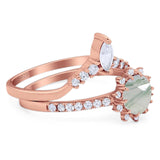 Two Piece Round Natural Stone Chevron Ring