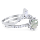 Two Piece Round Natural Stone Chevron Ring