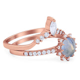 Two Piece Round Natural Stone Chevron Ring