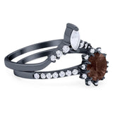 Two Piece Round Natural Stone Chevron Ring