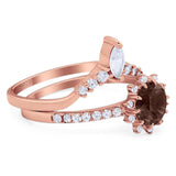Two Piece Round Natural Stone Chevron Ring