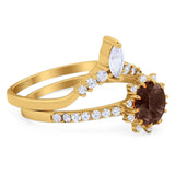 Two Piece Round Natural Stone Chevron Ring
