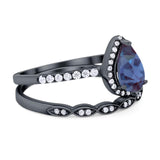 Two Piece Pear Teardrop Natural Stone Ring
