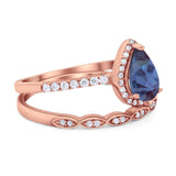 Two Piece Pear Teardrop Natural Stone Ring
