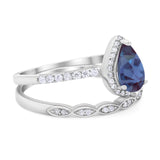 Two Piece Pear Teardrop Natural Stone Ring