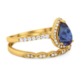 Two Piece Pear Teardrop Natural Stone Ring