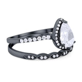 Two Piece Pear Teardrop Natural Stone Ring