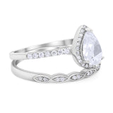 Two Piece Pear Teardrop Natural Stone Ring