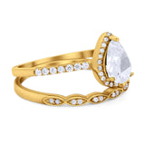 Two Piece Pear Teardrop Natural Stone Ring
