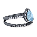 Two Piece Pear Teardrop Natural Stone Ring