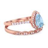 Two Piece Pear Teardrop Natural Stone Ring