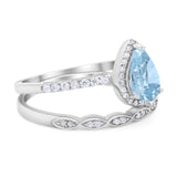 Two Piece Pear Teardrop Natural Stone Ring
