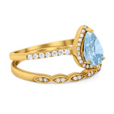 Two Piece Pear Teardrop Natural Stone Ring