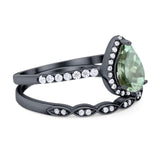 Two Piece Pear Teardrop Natural Stone Ring