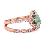 Two Piece Pear Teardrop Natural Stone Ring