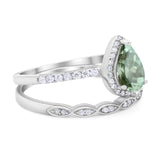 Two Piece Pear Teardrop Natural Stone Ring