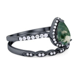 Two Piece Pear Teardrop Natural Stone Ring