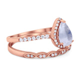 Two Piece Pear Teardrop Natural Stone Ring