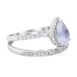 Two Piece Pear Teardrop Natural Stone Ring