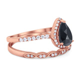 Two Piece Pear Teardrop Natural Stone Ring